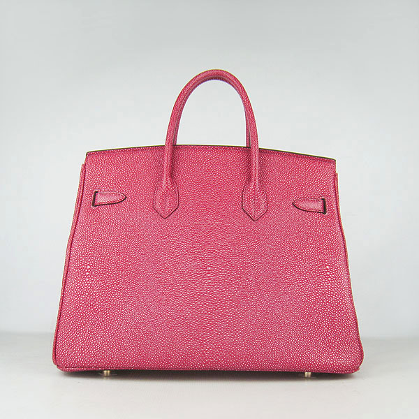 High Quality Fake Hermes Birkin 35CM Pearl Veins Leather Bag Red 6089 - Click Image to Close